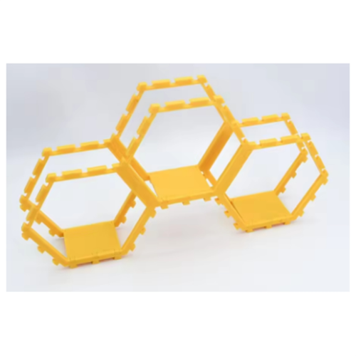 3PCS New Hexagonal Toy Showcase Stand Splicing Honeycomb Storage Rack DIY Tool Yellow 2