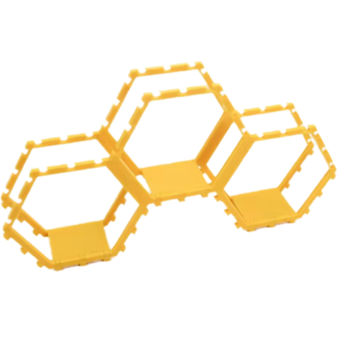 3PCS New Hexagonal Toy Showcase Stand Splicing Honeycomb Storage Rack DIY Tool Yellow