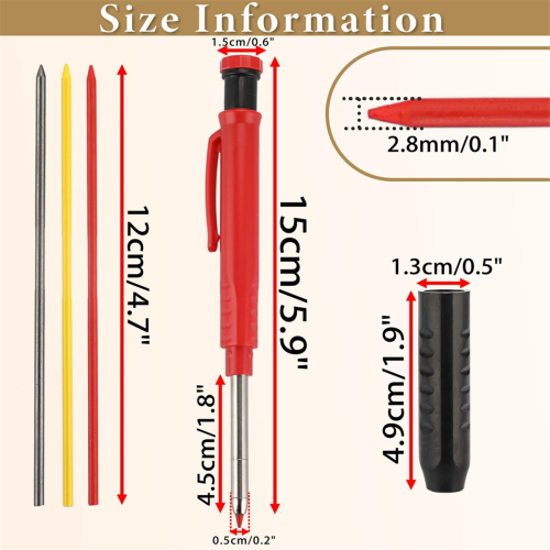 Mechanical Carpenter Pencil Set - 3 Pencils with 36PCS 2.8mm Refills & Built-in Sharpener,Construction 2