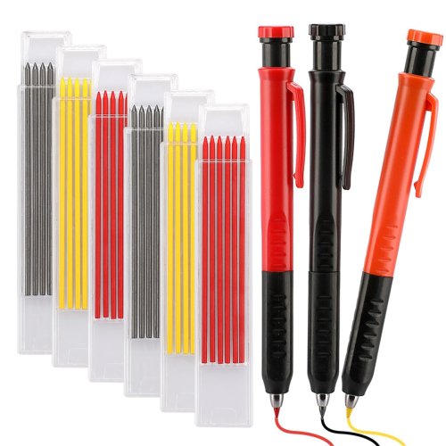 Mechanical Carpenter Pencil Set - 3 Pencils with 36PCS 2.8mm Refills & Built-in Sharpener,Construction 1