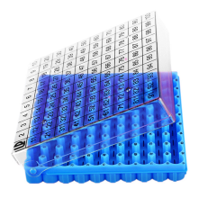 Tube Box Frozen Storage Sample Flip 100 Cell 0,5ml 1 Stück Blau