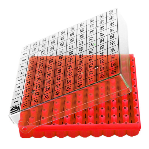 Tube Box Frozen Storage Sample Flip 100 Cell 0,5ml 1 Stück Rot