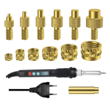 Lötspitzen-Set mit Gewindeeinsätzen, 80-W-LED-Temperaturregler-Lötkolben mit 130-teiligem Gewinde, EU-Stecker
