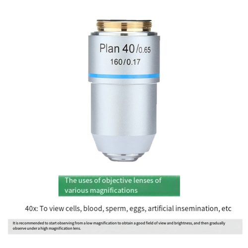 Biological Microscope 195 Plan Achromatic Objective Lens 40X RMS Thread 160/0.17 195mm 2