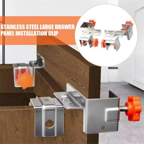 2Pack Drawer Front Installation Clamps-Adjustable Heavy-Duty Fixing Clips for Face Frame Cabinets,Alignment Tool 2