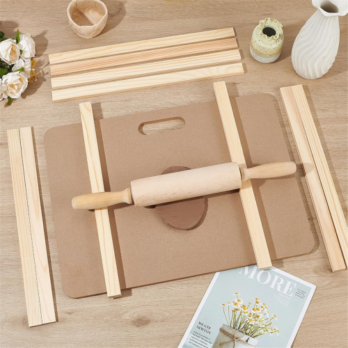 1 Set Ceramic Making Tools Pottery Clay Sculpting Modeling Tool Sets Wooden Rolling Pin for Sculpture 2