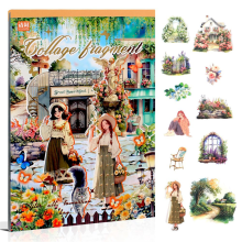 Album di adesivi pretagliati in PET trasparente per diario, forniture per diari spazzatura, album di ritagli, adesivi per scrapbooking, A