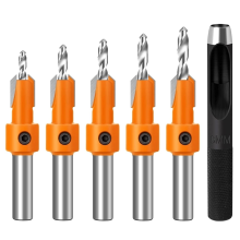 5PCS Senker Bohrer Set für Holz 8mm Schaft HSS Schraube Router Bits Loch Punch Holzbearbeitung Werkzeuge