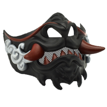 Maschera giapponese a mezza faccia per Halloween, diavolo, giocattolo per feste, accessori per travestimenti da samurai