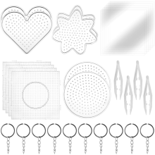 Grands panneaux de perles à repasser transparents avec papier et pince à épiler, porte-clés pour loisirs créatifs