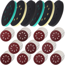 116 Stück 5 Zoll 8 Löcher Klett-Schleifscheiben für Schwingschleifer, Schaumstoff-Pads, 110 Stück rote Scheiben, Körnung 40 bis 600