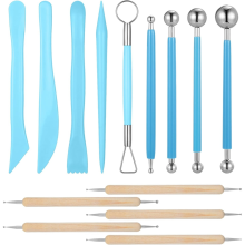 14-delige set kleigereedschap, blauw gereedschap, modelleerkleigereedschap, polymeergereedschap voor volwassenen, pottenbakken, stippen