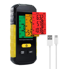 EMF-Detektor, 3-in-1-Strahlungsmessgerät für EF, , MF, WiFi-Signal mit 3-farbigem Ton-Licht-Alarm, Datenspeicherung, für Zuhause