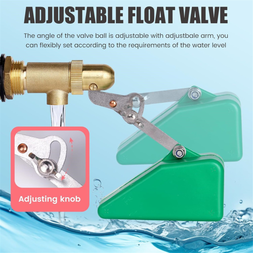 1/2Inch Float Valve,Brass Water Valve for Tank,Float Ball with Adjustable Arm,Auto Level Control 2