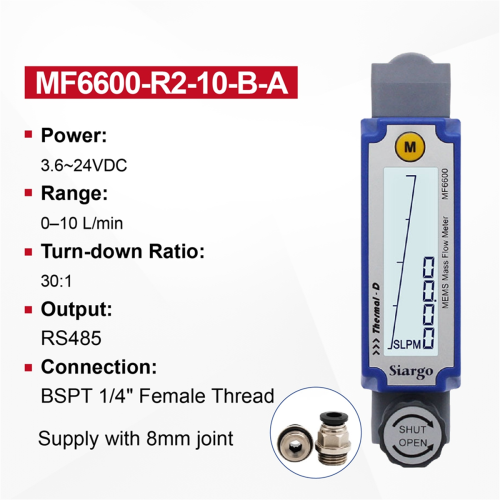 MF6600 Thermal Mass Flow Meter Digital MEMS Gas Flowmeter with LCD Display RS485 Output Adjustable High Accuracy D 2