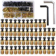 M6 x 15 mm Gewindeeinsätze, Muttern und 20 mm Flachkopfschrauben mit Innensechskant, 100-teiliges Set für die Möbelmontage