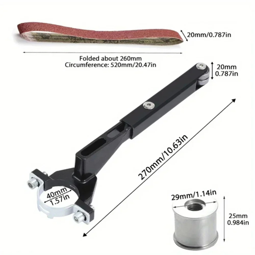 Belt Sander Adapter for Angle Grinder Pipe Tube Bracket, Bearing Sanding Support Polishing Rust Removal 2