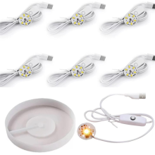 Ronde displaybasis siliconen mal met 6 stuks led-lampjes voor lampenhars mallen DIY epoxy knutselen lichtgevend
