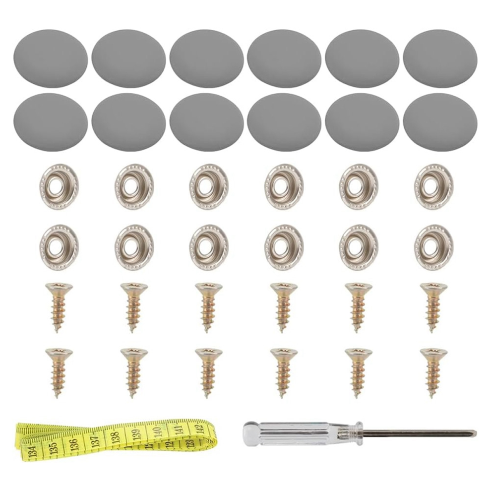 set leren drukknopen voor bekleding, geschikt voor het vastknopen van meubels, bed, bank, stoel, autostoel, camperdak, grijs