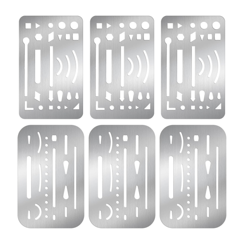6PCS 2 Styles Stainless Steel Erasing , Eraser Shield Template Drawing Drafting Tools 1