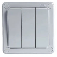 Interruttore per luce da parete per esterni a 2 vie impermeabile IP66, pulsante a 3 bande, potenza 16A, antipolvere, per casa e giardino