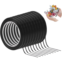 Lot de 10 fausses lignes, ruban de positionnement haute température PET de 3 mm, 66 m, noir, autocollants pour projets de bricolage