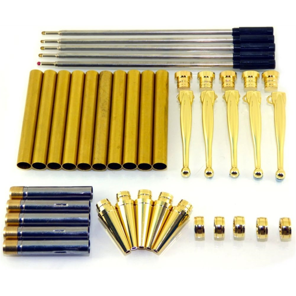 Kit Di Penne Sottili Per Tornitura Del Legno, Set Da 5, Finitura Oro, Meccanismo A Rotazione-image