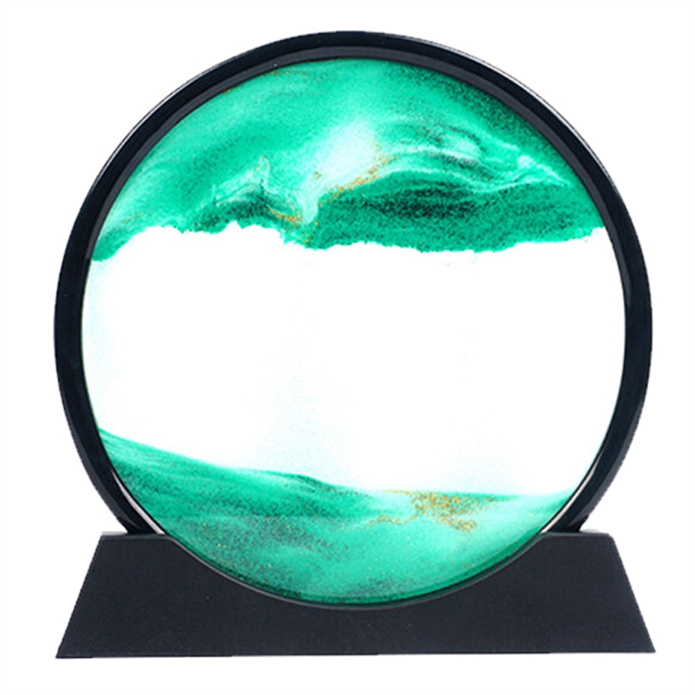 3D zandloper drijfzand bewegend zand kunstfoto rond glas zee zandlandschap knutselen vloeiende schilderij voor kantoor thuis