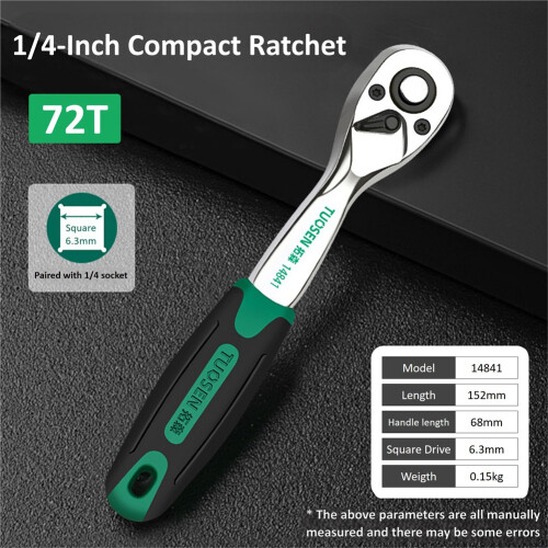 TUOSEN 72-Tooth Quick Release Ratchet Wrench- Multi-Function Hand Tool for Auto Repair & Maintenance 14841 2