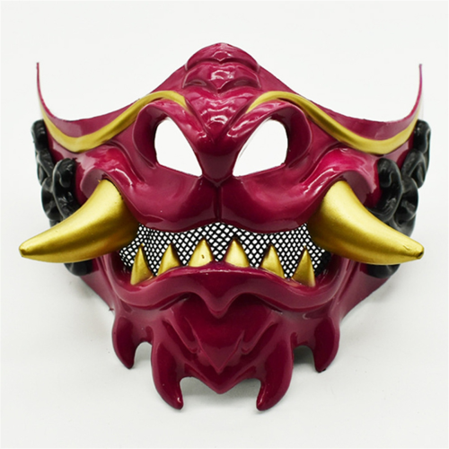 Halloween Japanese Samurai Ghost Devil Mask Warrior Role Playing Horror Thick Red 2