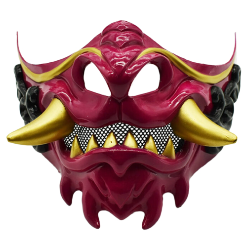 Halloween Japanese Samurai Ghost Devil Mask Warrior Role Playing Horror Thick Red 1