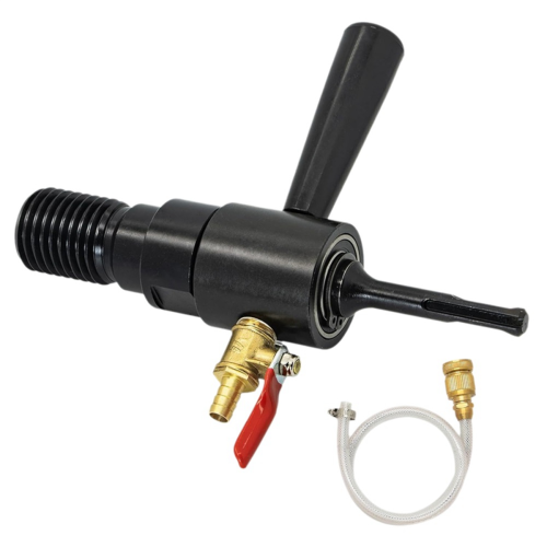 1 1/4In-7 Male to SDS Plus Drill Adapter Kit- Water Injection Capable,Includes Solid Brass Hose Quick Connector and 1
