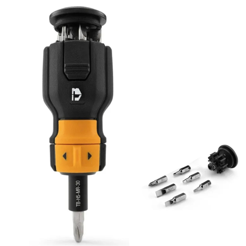 TB-H5-MR-30 Multi-Bit Ratcheting 9-Piece Bi-Material Handle Assorted Drive Screwdriver Set 1
