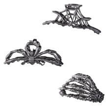 3 Stück schwarze Haarklammern mit Spinnennetz-Handschädel, Haarband, Haarspange für Halloween, Styling-Zubehör, Partygeschenk
