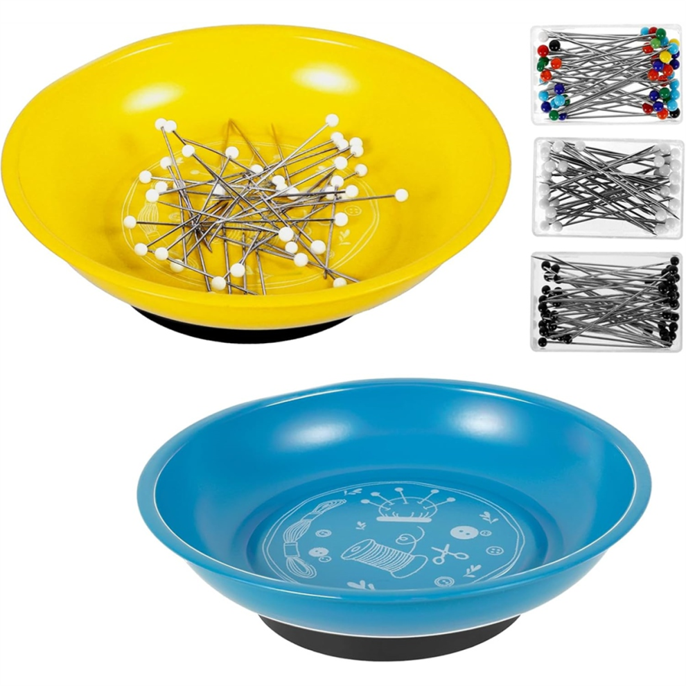 Ciotola Porta Spilli Magnetica, Cuscino Per Cucito, Supporto, 150 Spilli Dritti Con Testa A Sfera, Artigianato Fai Da Te-image