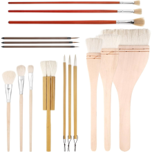 16Pcs Glaze Brushes for Pottery Different Shapes Acrylic Watercolor Oil and More Beginners