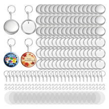 100 stuks sleutelhangerbenodigdheden voor knopenmakers, 58 mm / 2,25 inch metalen pinset voor machine, blanco badgeset