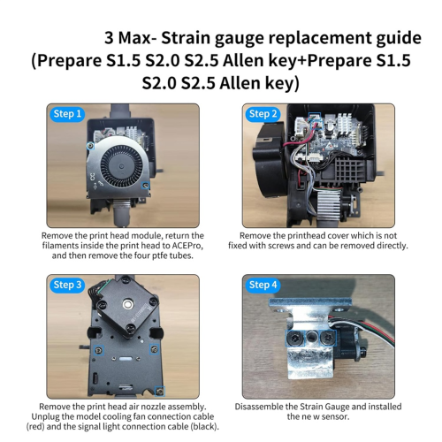 3D-printeraccessoires voor 3 Max Vervangende rekstrooksensor Autobedniveau Hotend-montageblok 2