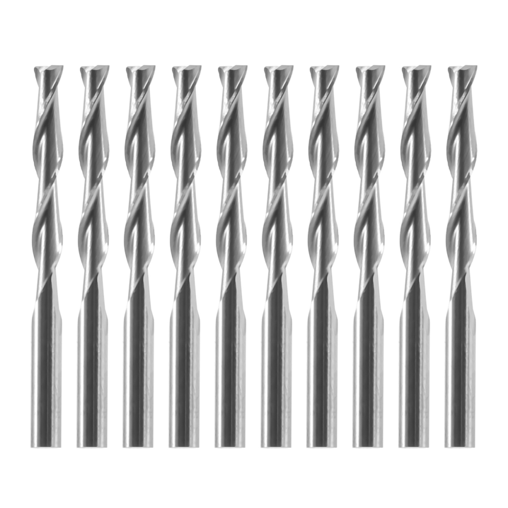 10x 1/8 inch 3,175 mm hardmetalen CNC dubbele twee-groef spiraalboren freesfrees 22 mm