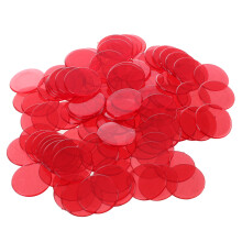 100 stuks doorzichtige rode plastic bingofiches 1,9 cm