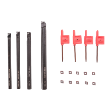 Lot de 4 porte-outils pour barre d'alésage de tour SCLCR 7/8/10/12 mm + 10 inserts CCMT 0602