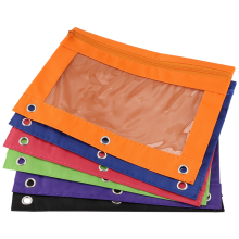 Lot de 6 pochettes à anneaux avec trous, fermeture éclair à 3 anneaux et fenêtre transparente (6 couleurs)