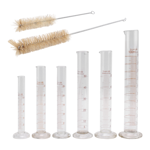 Messzylinder-Set aus dickem Glas mit zwei Bürsten