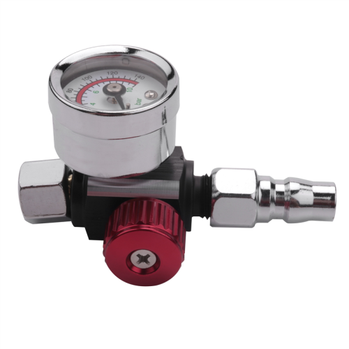 1 mini régulateur d'air 1/4 pouce, petit manomètre de pression de queue 48 x 60 mm avec buse pour 2