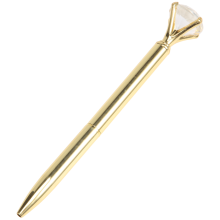 Kawaii balpen van legering met grote diamant, zwarte vulling, mode, school, kantoorbenodigdheden, goud