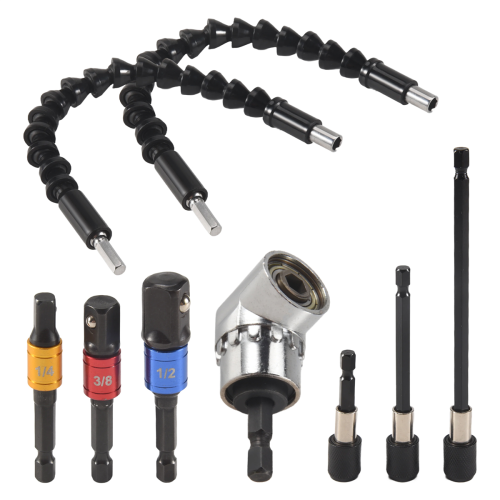 Flexible Drill Extension Hex Shank Nut Driver Bit Set, Bendable Bit,Universal Socket Adapter Set 1