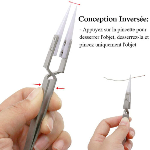 3 Pack Antistatic Ceramic Tweezers Inverted Precision Heat Resistant 2