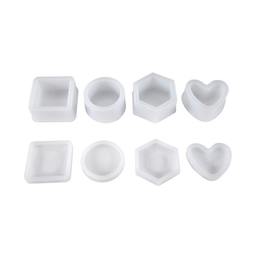 4 Pack Box Resin Molds Jewelry Heart Shape /Hexagon/Round and Square Epoxy Containers with Lid