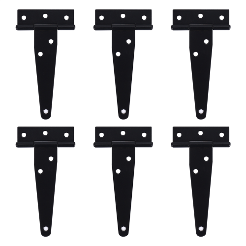 6 PCS 4 Inch T-Strap Hinges Rustic Gate Strap Hinge Rustproof Door Black for , Fence and Barn Gates