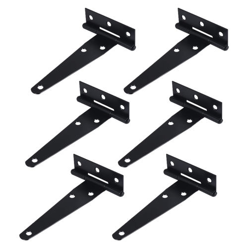 6 PCS 4 Inch T-Strap Hinges Rustic Gate Strap Hinge Rustproof Door Black for , Fence and Barn Gates 2